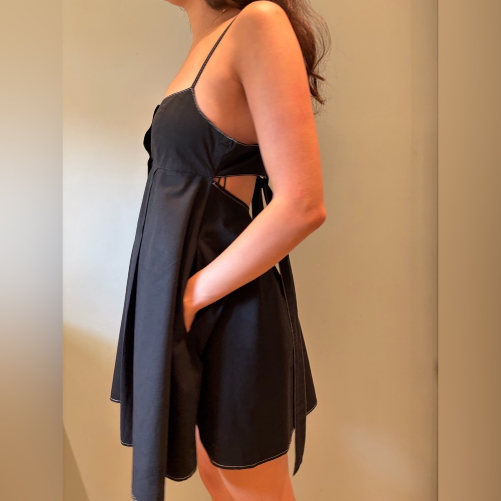 Isalis Black Cotton Button-Down Dress - Picture 3 of 5